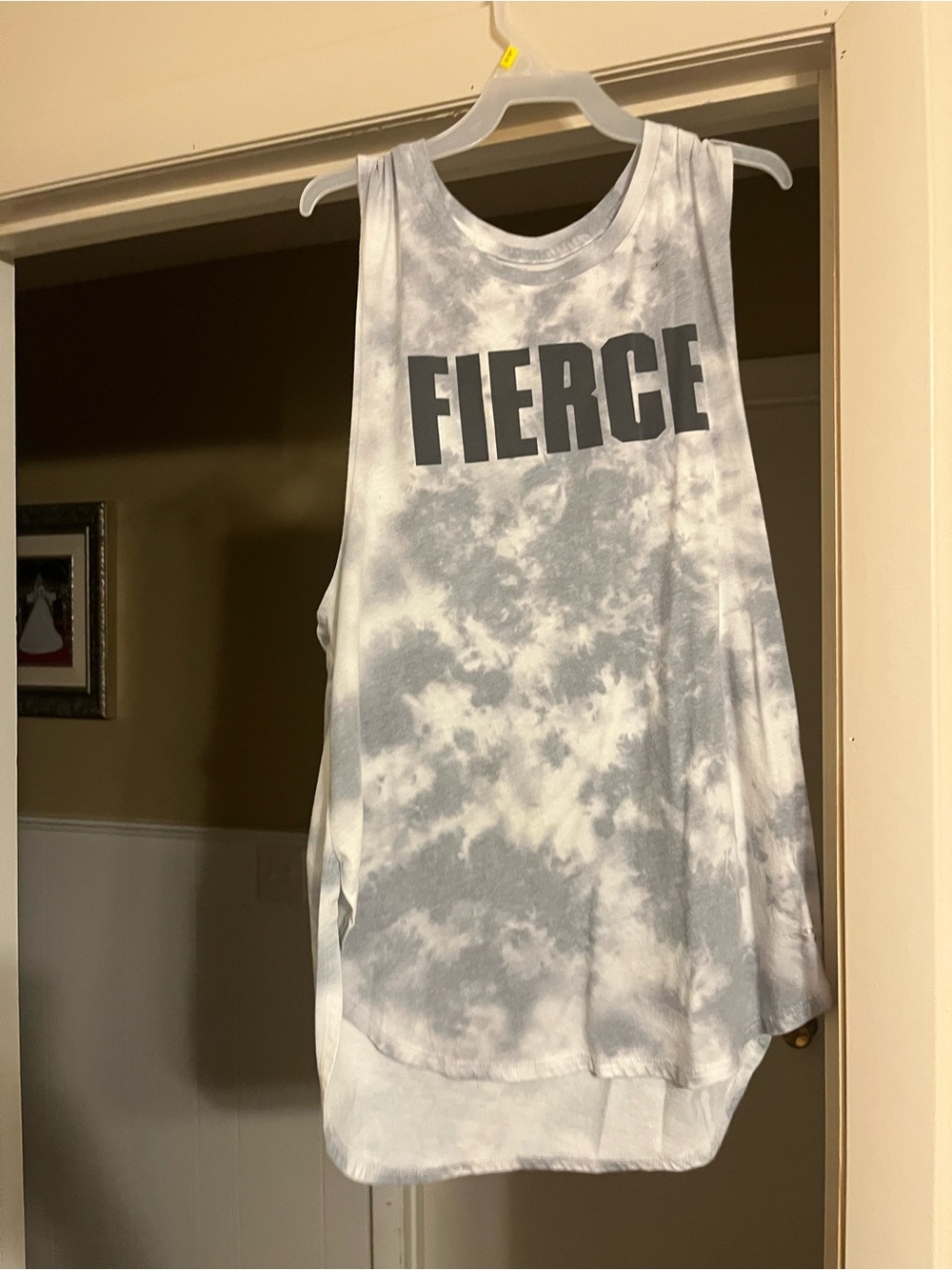 bcg Women's Tie-Dye 'FIERCE' Muscle Tank Top - Gray & White